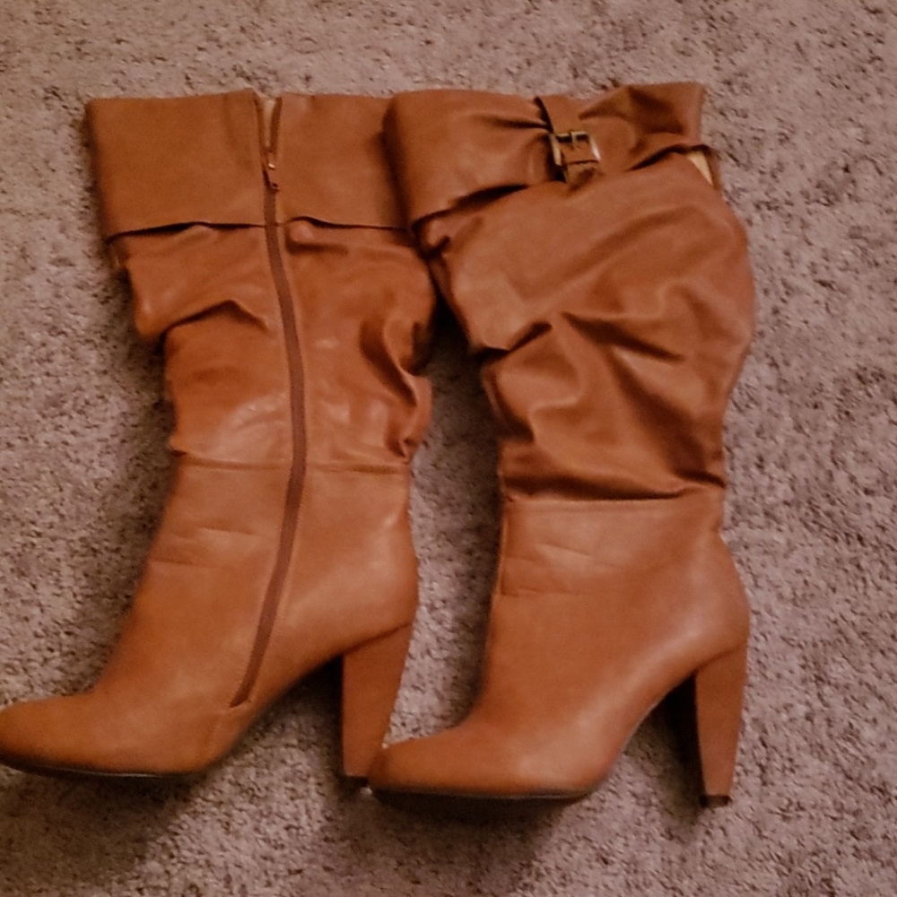 Tan knee high boots